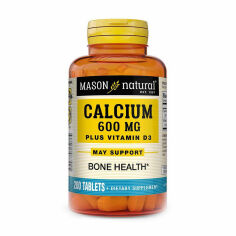 Акція на Дієтична добавка мінерали та вітаміни в таблетках Mason Natural Calcium Plus Vitamin D3 Кальцій, 600 мг + Вітамін D3, 200 шт від Eva