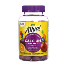 Акція на Дієтична добавка вітамінно-мінеральний комплекс в жувальних цукерках Nature's Way Alive! Calcium Gummies Plus Vitamin D3 Кальцій + Вітамін D3, 60 шт від Eva