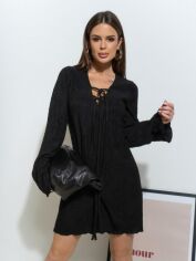Акція на Плаття коротке літнє жіноче ISSA PLUS 14539 XL Чорне від Rozetka