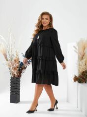 Акція на Сукня міді осіннє жіноча New Fashion 217-4 54 Чорна від Rozetka
