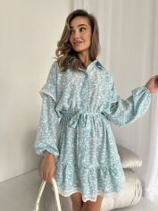 Акция на Плаття-сорочка коротке жіноче літнє ALINA MODA 2060-1 42-44 Блакитне от Rozetka