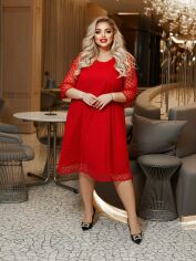 Акція на Сукня вечірня міді осіння жіноча New Fashion 220-1 50 Червона від Rozetka