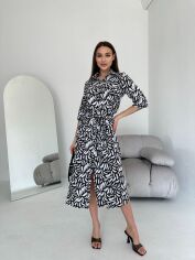 Акция на Плаття-сорочка міді жіноче літнє ALINA MODA 7010-4 46-48 Чорне от Rozetka