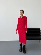 Акция на Сукня-сорочка міді осіння жіноча STYLE MISTA 092 50-52 Червона от Rozetka