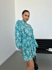 Акция на Сукня-сорочка міні жіноча ALINA MODA 2023-1 44-46 Бірюзова от Rozetka