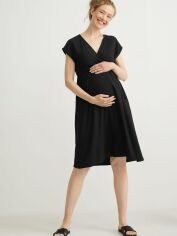 Акция на Сукня на запах для вагітних міді літня жіноча C&A GD-00061325 S Чорна от Rozetka