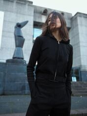 Акція на Толстовка на блискавці з капюшоном жіноча Zara 675956433 S Чорна від Rozetka