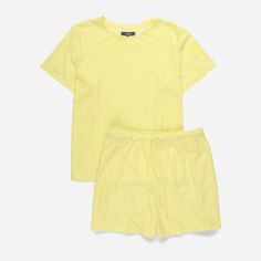 Акция на Піжама (футболка + шорти) жіноча великих розмірів Studio GD-00065000 20/23 Жовта от Rozetka