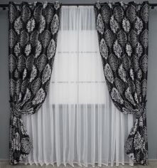 Акция на Комплект штор на люверсах VR-Textil Блекаут-софт Корона № 1273ш(А) Чорний із сірим 150х250 см 2 шт (37-0020) от Rozetka