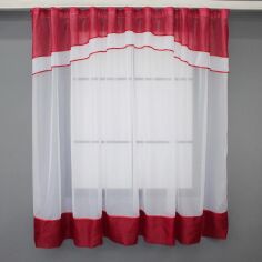 Акція на Кухонна гардина арка VR-Textil № 110к білий з червоним 270х170 см (52-0646) від Rozetka