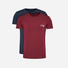 Акція на Набір футболок бавовняних довгих чоловічих Emporio Armani 3F715111670-57336 L 2 шт Синій/Бордовий з принтом від Rozetka
