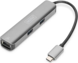 Акція на Digitus Adapter USB-C to HDMI+3xUSB+RJ54 Grey (DA-70892) від Y.UA