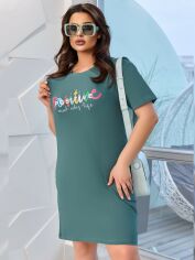 Акція на Сукня-футболка міні літня жіноча DEMMA 1079 50-52 Бірюзова від Rozetka
