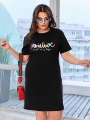 Акция на Сукня-футболка міні літня жіноча DEMMA 1079 50-52 Чорна от Rozetka
