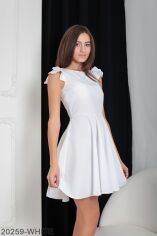 Акція на Асиметрична жіноча сукня з воланами на плечах Подіум 20259-WHITE S Білий від Rozetka