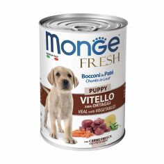Акция на Вологий корм для цуценят Monge Fresh Puppy зі смаком телятиною та овочами, 400 г от Eva
