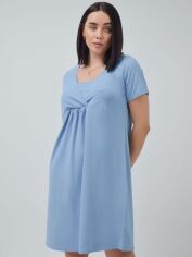 Акція на Нічна сорочка жіноча для вагітних бавовняна Roksana 1167 2XL Блакитна від Rozetka