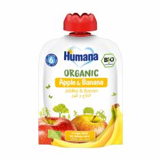 Акція на Дитяче фруктове органічне пюре Humana Яблуко, банан, від 6 місяців, 90 г від Eva
