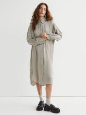 Акция на Плаття-сорочка міді жіноче H&M 061005002 XL Сіре з бежевим от Rozetka