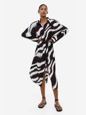 Акція на Сукня-сорочка міді осіння жіноча H&M 061184435 M Чорне_принт зебри від Rozetka