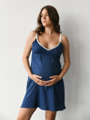 Акция на Нічна сорочка для вагітних та годуючих Мамин дім 24133 XS Синя от Rozetka