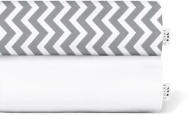 Акція на Набір Cosas Простирадло на резинці 160x200 2 шт Set_White_ZigGrey від Rozetka