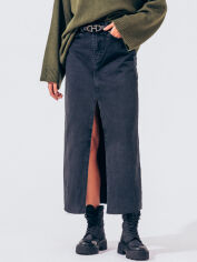Акція на Спідниця джинсова довга зимова тепла жіноча Dressa 64805 44 Темно-сіра від Rozetka
