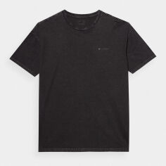 Акція на Футболка бавовняна довга чоловіча 4F Tshirt M1316 4FWSS24TTSHM1316-20S L Чорна від Rozetka