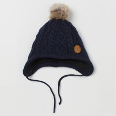 Акция на Дитяча зимова шапка-вушанка з помпоном для хлопчика H&M 0858306 45 см Темно-синя от Rozetka