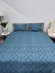 Акція на Покривало Ecotton Жаккард чохол 150х215 см + 2 наволочки 50х70 см Green Полисатін від Rozetka