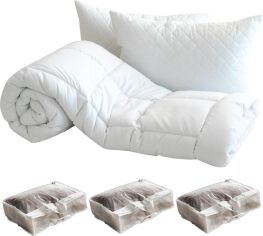 Акция на Набір Ковдра Руно 200 х 220 см + подушки 50 х 70 см х 2 шт (Р925.52_Sleep collection) + Набір сумок-органайзерів для речей Organize L 3 шт Білих (HS-3L-white) от Rozetka
