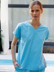 Акція на Футболка жіноча Leinle 1133 XXL Блакитна від Rozetka
