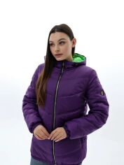 Акція на Куртка демісезонна з капюшоном жіноча Favoritti Лаке Тон 107 + Тон 120 В-1237 44 Фіолетова від Rozetka