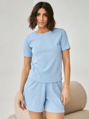 Акция на Піжама (футболка + шорти) жіноча BARWA garments 0315/313 M Блакитна от Rozetka