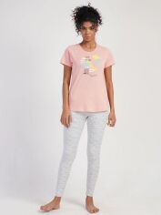 Акция на Піжама (футболка + штани) жіноча бавовняна великих розмірів Vienetta 311104*37 192034 XL Рожева от Rozetka