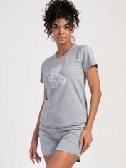 Акция на Піжама (футболка + шорти) жіноча бавовняна великих розмірів Vienetta 311175*60 192004 XL Сіра от Rozetka