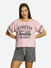 Акція на Піжама (футболка + шорти) жіноча бавовняна великих розмірів Boyraz 15025*37 192084 XL Рожева від Rozetka