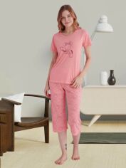 Акция на Піжама (футболка + бриджі) жіноча бавовняна Lindros 17154*37 192099 M Рожева от Rozetka