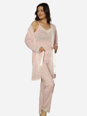 Акция на Піжама (халат + футболка + штани) жіноча бавовняна Lindros 19200*37 192093 L Рожева от Rozetka