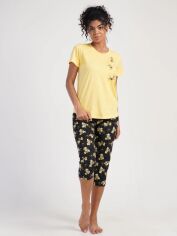 Акція на Піжама (футболка + бриджі) жіноча бавовняна Vienetta 311255*30 192029 L Жовта від Rozetka