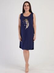 Акция на Нічна сорочка жіноча бавовняна великих розмірів Vienetta 311336*51 192043 4XL Темно-синя от Rozetka