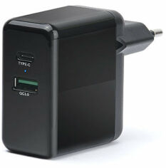 Акція на REAL-EL Wall Charger USB-C+USB CH-350 Black (EL123160017) від Y.UA