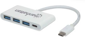 Акція на Intracom Adapter Manhattan USB-C to 3xUSB3.0+USB-C White від Y.UA