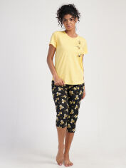 Акція на Піжама (футболка + бриджі) жіноча бавовняна великих розмірів Vienetta 311255*30 192029 2XL Жовта від Rozetka