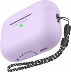 Акция на Чохол для навушників AhaStyle Silicone Case with strap Lavender (X003E43NBX) для Apple AirPods Pro 2 от Y.UA
