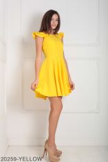 Акція на Асиметричне жіноче плаття з воланами на плечах Подіум 20259-M YELLOW Жовтий від Rozetka