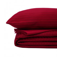 Акция на Комплект постельного белья сатин-страйп Bordo Good-Dream бордовый Семейный комплект от Podushka