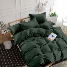 Акция на Комплект постельного белья SoundSleep Stripe Dark Green сатин-страйп темно-зеленый Семейный комплект от Podushka