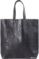 Акція на Жіноча сумка шкіряна Poolparty leather-city-croco-black Чорна від Rozetka