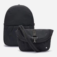 Акція на Сумка-рюкзак жіноча тканинна 8 л вміщує формат А4 PacSafe CX convertible backpack 20410 Чорна від Rozetka